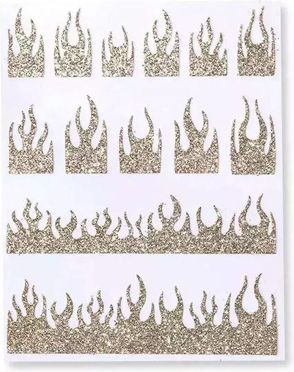 Joyful Nageldesign Goldene Flamme Kunstaufkleber Für Nägel