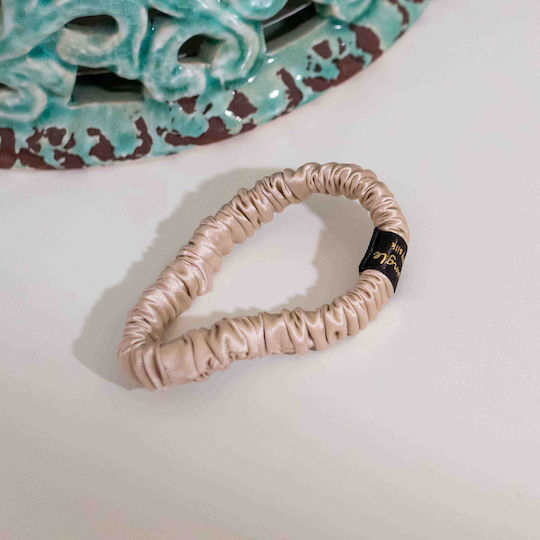 Scrunchie Slim Din Mătase Mulberry 6a 22mm Ivory Cald