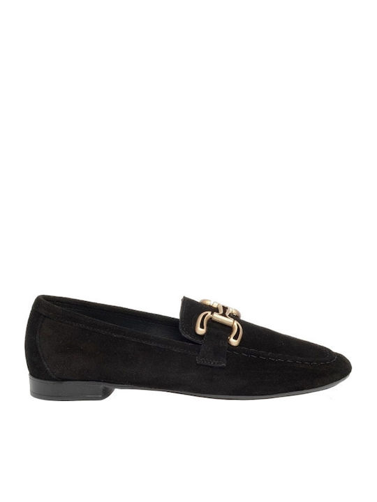 Leather Women's Moccasins in Black Color