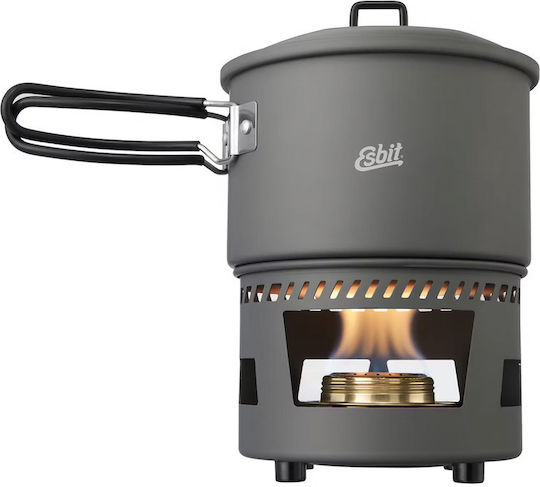 Arzător cu Cartuș Esbit Cookset cu Alcool Oală 1.5 L Aluminiu Negru