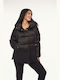 Women's Short Lifestyle Jacket for Winter with Hood Black