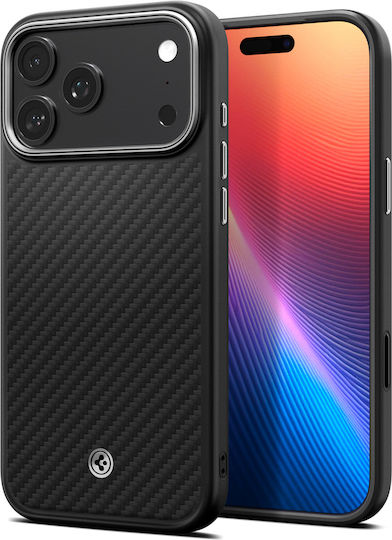 Spigen Enzo Aramid T Umschlag Rückseite Aramid Fiber Black Silver (iPhone 17 Pro)