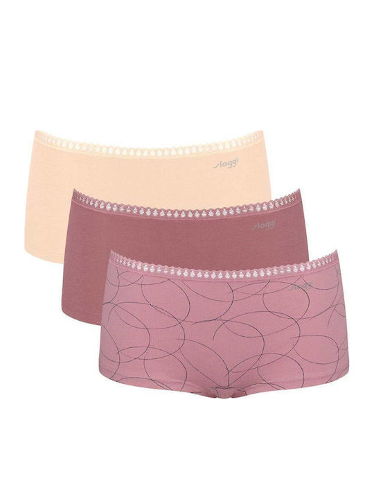 Sloggi Βαμβακερά Γυναικεία Boxer 3Pack Μπεζ