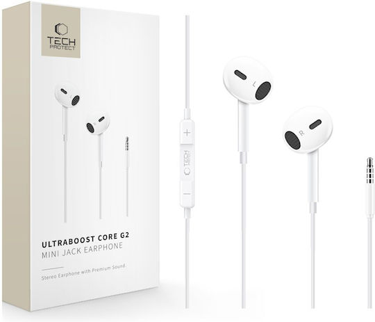 Tech-Protect Ultraboost Core G2 In-ear Handsfree Headphones with Connector 3.5mm White