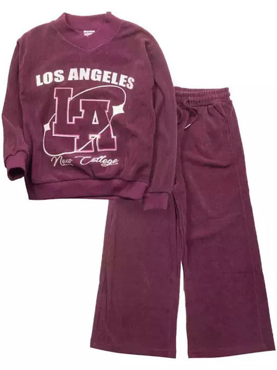 Kids Sweatpants Set Fuchsia 2pcs