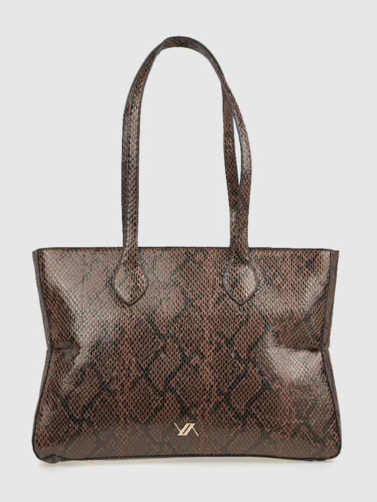 Damen-Schultertasche Animal Print Braun