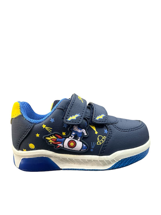 Παιδικά Sneakers με Σκρατς & Φωτάκια Μπλε