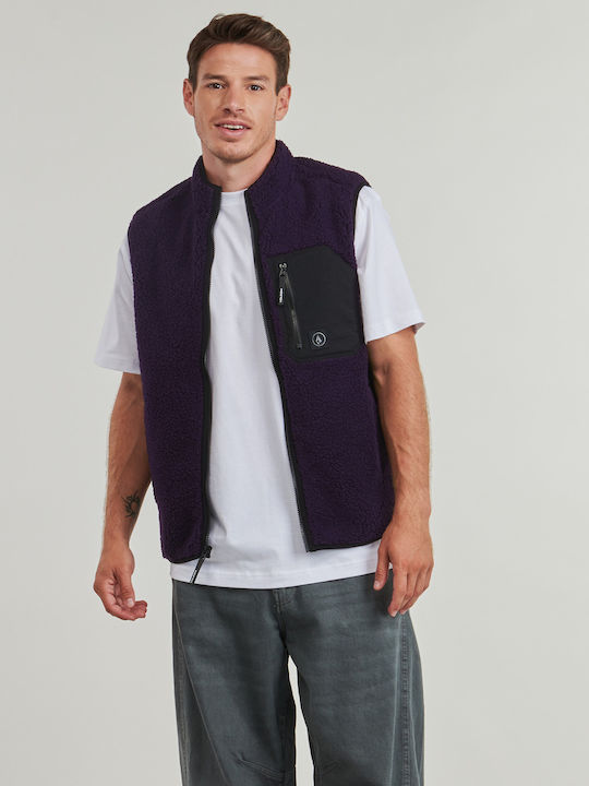 Volcom Muzzer Fuzzar Men's Fleece Cardigan Purple