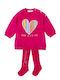 Girls Dress Fleece Long Sleeve Set of 2 with Tights Fuchsia