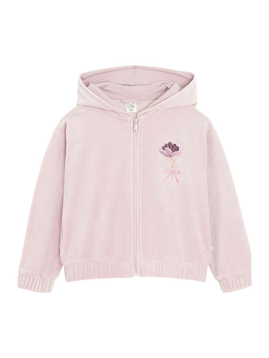 Kids Sweatshirt Cardigan with Hood Pink