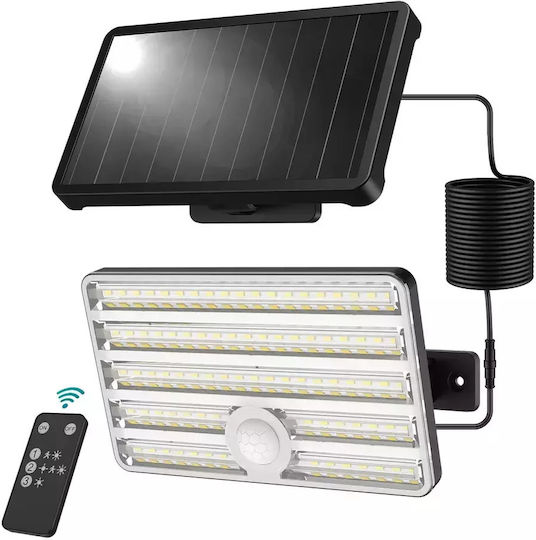 Lampa Ustellar Montat pe perete Lampă Solară 2500lm Alb Rece 6500K cu Senzor de Mișcare și Telecomandă IP65