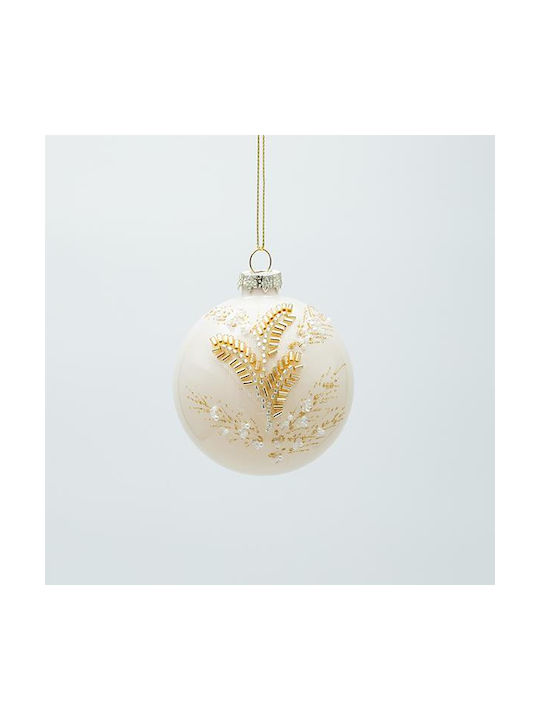 Hängendes Kugel Ornament Ornament Glas Beige 3cm Set 4Stück