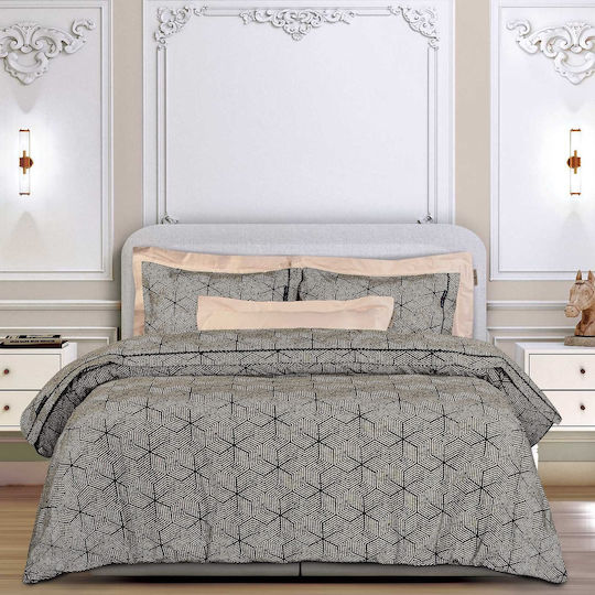 Greenwich Polo Club Duvet Cover Set Cotton Queen with 2 Pillowcases 220x240 Essential Black Velvet-Black Metal