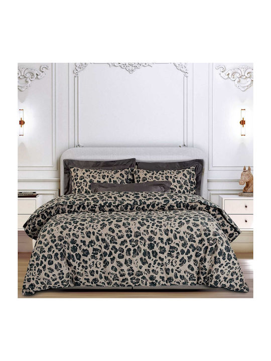 Greenwich Polo Club Duvet Cover Set Cotton Queen with 2 Pillowcases 240x260 Essential Coffee