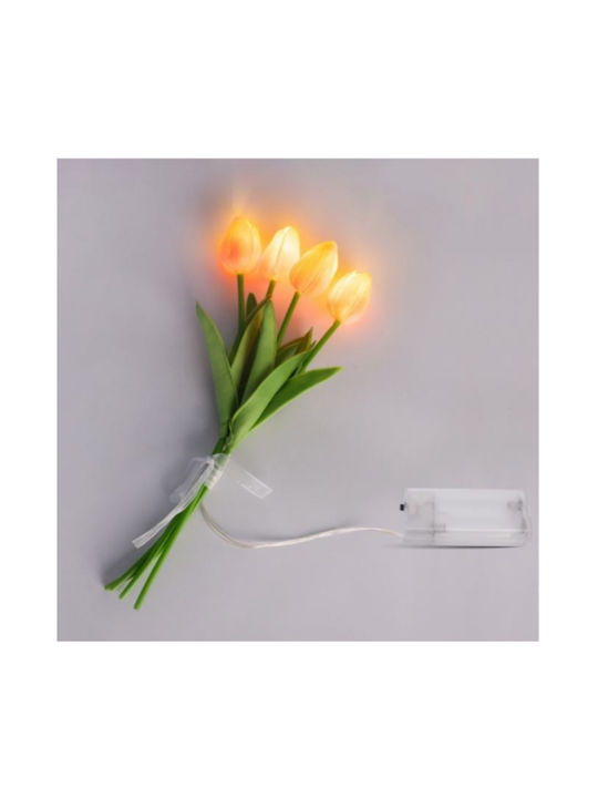 Декоративни Лалета Жълти Сьомга LED 33см 4 Бройки