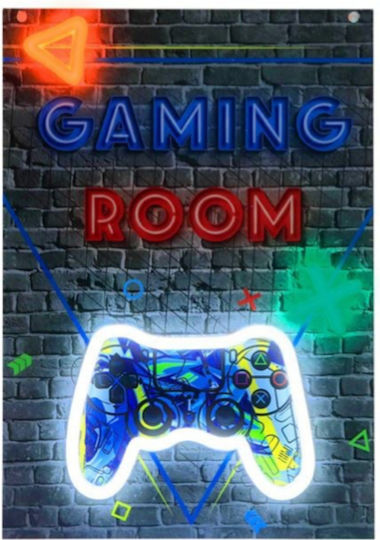 Ακρυλικός Πίνακας Φωτισμό Led Neon Σχέδιο Gaming 23.8x34cm