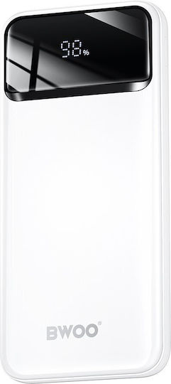 BWOO Ultra Thin Power Bank 10000mAh 22.5W με 2 Θύρες USB-A και Θύρα USB-C Power Delivery / Quick Charge 3.0 Λευκό