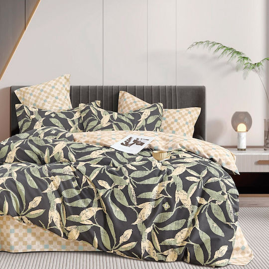 Beauty Home Комплект Пухено Куинсайз 220x240бр Art 12287 Anthracite, Olive 3бр