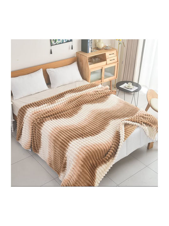 ForHome Κουβέρτα Fleece Μονή 160x220εκ. Καπουτσίνο