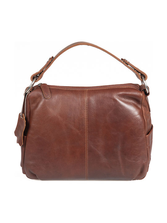 Leder Damentasche Schultertasche Tabac Braun