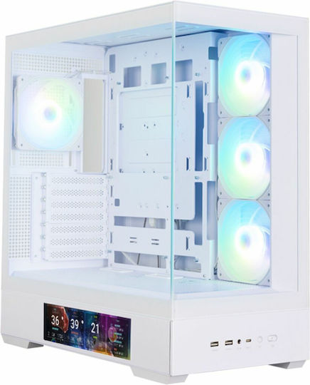 Zalman P40 DS Геймърско бюро Midi Tower Компютърна кутия със страничен прозорец Бял
