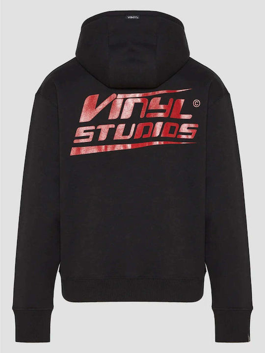 Vinyl Art Clothing Φούτερ με Κουκούλα Μαύρο