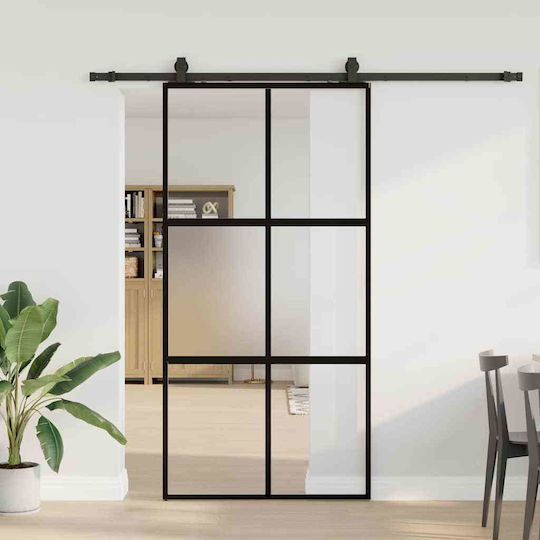 Vidaxl Σετ Συρόμενης Πόρτας Υλικό Μαύρο 102,5x205 Cm