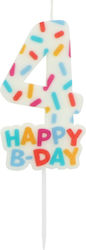 Geburtstagskerze Cozy Sprinkles Nummer 4 Mehrfarbiges Kerze 7cm Kinderspaß Party