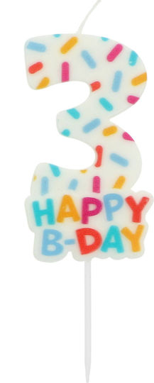 Geburtstagskerze Cozy Sprinkles Nummer 3 Mehrfarbiges Kerze 7cm Kinderspaß