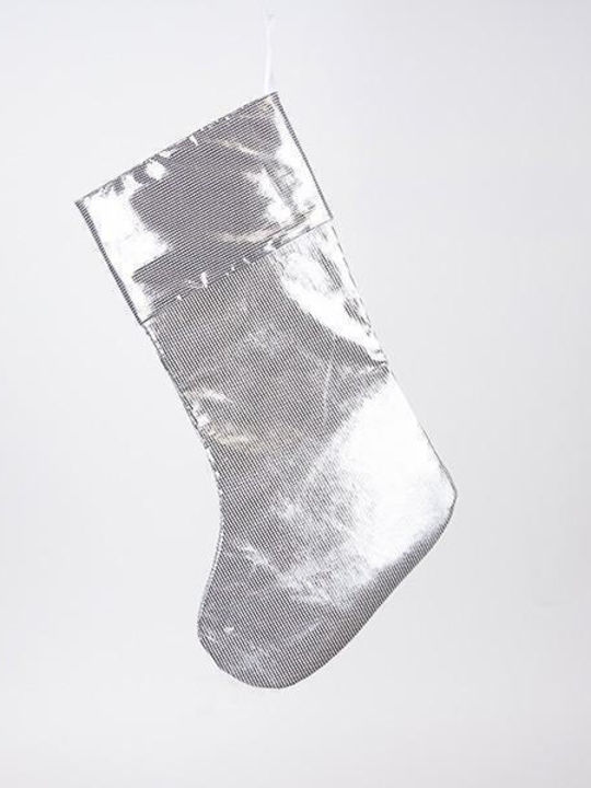 Christmas Decorative Fabric Silver Socks W27cm