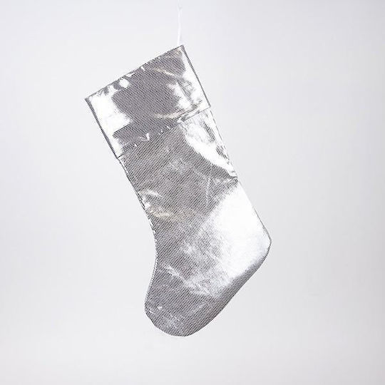 Christmas Decorative Fabric Silver Socks W27cm