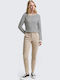 Women's Fabric Trousers Slim Fit Beige
