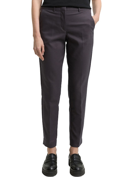 Tom Tailor Women's Fabric Trousers Slim Fit Gray