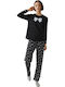 Minerva Winter Damen Pyjama-Set Black