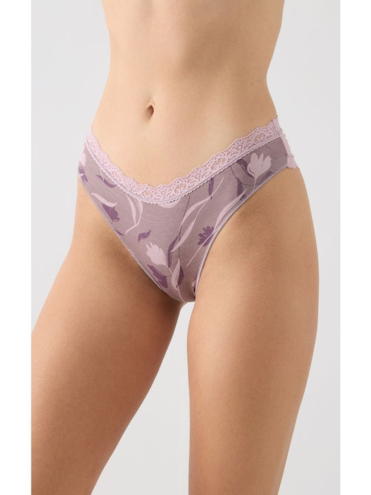 Minerva Fimelle Women's Brazil with Lace Lilac