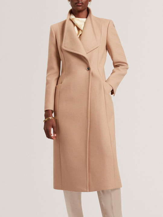 Ted Baker Wolle Damen Camel Mantel Oversized mit Knöpfen 281057