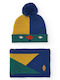 Kids Beanie Set with Scarf Knitted Blue