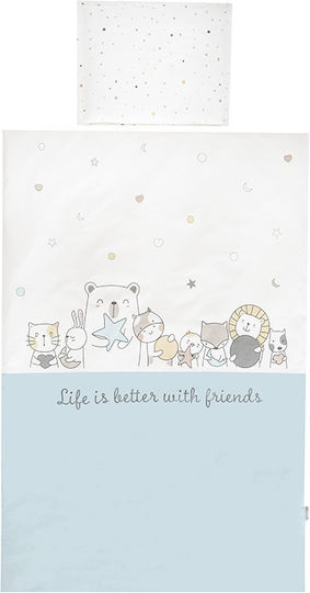 Lorelli Baby Crib Bedding Set Happy Friends 3pcs Blue