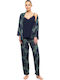 Pink Label Winter Women's Cotton Robe with Pajamas