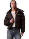 Women's Short Puffer Jacket for Winter with Hood Black