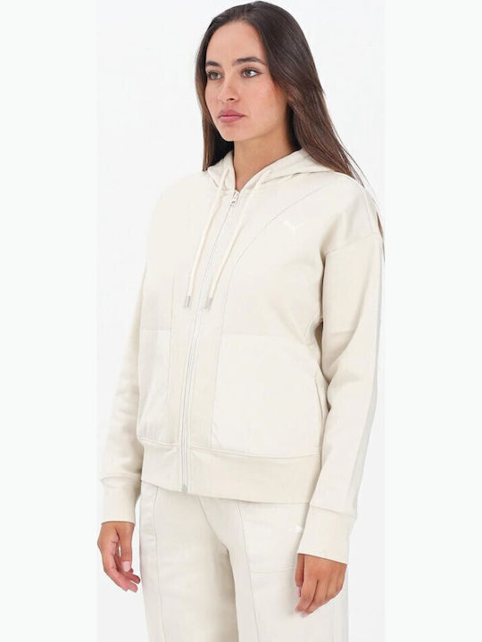 PUMA Women's Sweatshirt Jacket Hooded Beige