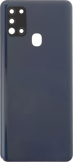 Battery Cover A217 Battery Door + Battery Door Adhesive + Back Camera Lens Bezel Black for Galaxy A21s
