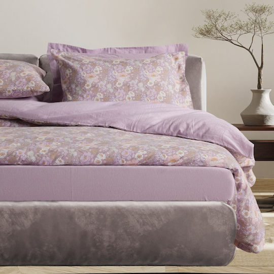 Das Home Happy Flannel 9682 Σετ Σεντόνια Υπέρδιπλα Φανελένια 230x260εκ. Grey, Lilac (4τμχ)