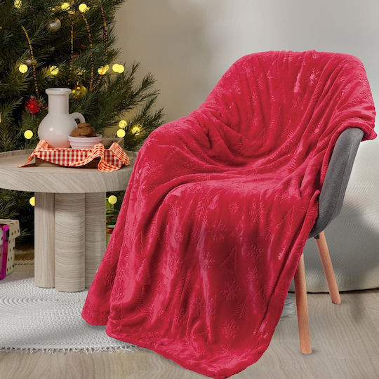 Das Home 1375 Κουβέρτα Fleece Καναπέ 130x170εκ. Red