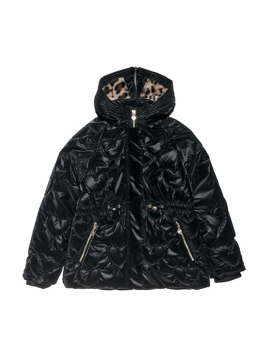 Kids' Quilted Jacket with Lining & Hood Black
