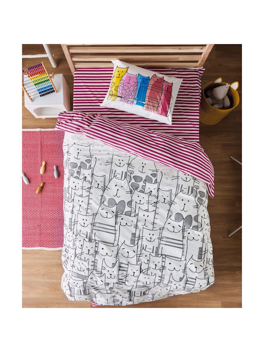 Kentia Sheet Set Single Cotton Versus White 160x270cm 3pcs