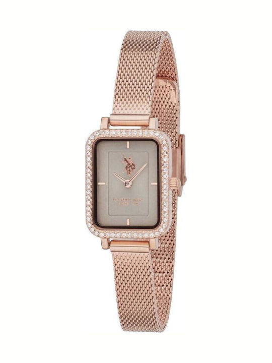 U.S. Polo Assn. Women's Watch Battery with Pink Gold Stainless Steel Bracelet