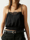 Damen Crop Top mit Trägern Black