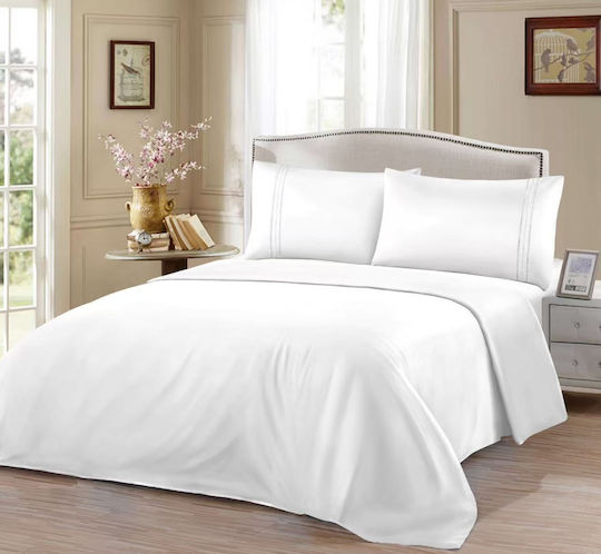 Lucktora Σετ King Size 4τμχ 220x240εκ. με Λάστιχο White Lucktora Σετ King Size 4τμχ 220x240εκ. με Λάστιχο White