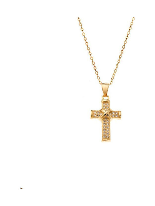Senza Women's Cross from Gold Plated Silver with Chain